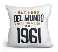 MUGFFINS Cojín 40x40 cm Relleno Incluído para Regalar en un Feliz Cumpleaños - En Español - Haciendo del Mundo un Lugar Mejor - Regalo Original y Divertido