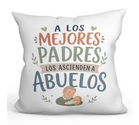 MUGFFINS cojín Abuelo con Relleno | Regalo con Frase A los Mejores Padres los ascienden a Abuelos en Español | poliéster 40x40cm | cumpleaños, Navidad | Abuelitos-3 v3