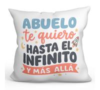 MUGFFINS cojín Abuelo con Relleno | Regalo con Frase Abuelo te Quiero hasta el Infinito y más allá en Español | poliéster 40x40cm | cumpleaños, Navidad | Abuelitos-3 v7