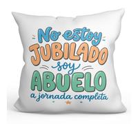 MUGFFINS cojín Abuelo con Relleno | Regalo Divertido No Estoy Jubilado Soy Abuelo a jornada Completa en Español | cumpleaños, Navidad, Idea Original | 40x40cm| Abuelitos-3 v1