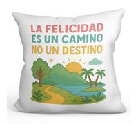 MUGFFINS cojín con Frases Bonitas y Relleno | cojín Motivacional 40x40cm | Regalo motivador Original | decoración hogar | La Felicidad es un Camino no un Destino en Español | Motivacional-ES v1