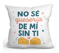 MUGFFINS Cojín con Relleno 40x40cm | No sé quesería de mí sin ti en Español | Regalo Original Amistad Divertido Pareja | Decoración sofá Cama | Pareja v1
