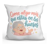 MUGFFINS Cojín con Relleno Abuela Divertido | Regalo con Frase Come Algo más Que estás en los Huesos en Español | cumpleaños, Navidad, Original | Abuelitos-3 v4