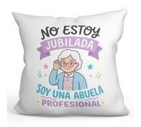 MUGFFINS Cojín con Relleno Abuela Divertido | Regalo con Frase No Estoy jubilada Soy una Abuela Profesional en Español | cumpleaños, Navidad, Original | Abuelitos-3 v3