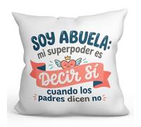 MUGFFINS Cojín con Relleno Abuela Divertido | Regalo con Frase Soy Abuela: mi Superpoder es Decir sí Cuando los Padres Dicen no en Español | cumpleaños, Navidad, Original | Abuelitos-3 v2