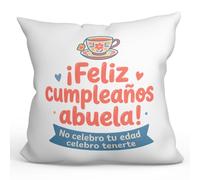 MUGFFINS Cojín con Relleno Abuela | Regalo Original cumpleaños | Cojín 40x40cm con Frase ¡Feliz cumpleaños Abuela! No celebro tu Edad celebro tenerte en Español | Abuelitos-3 v4