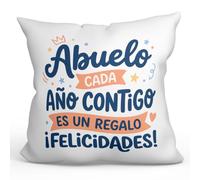MUGFFINS Cojín con Relleno Abuelo cumpleaños | Regalo Original | Idea para Regalar | Cojín 40x40cm | Abuelo Cada año contigo es un Regalo ¡Felicidades! en Español | Abuelitos-3 v1