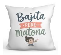 MUGFFINS cojín con Relleno Gracioso para Mejores Amigas Amistad v1 | 40 x 40 cm; «Bajita pero matona» en Español