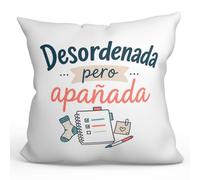 MUGFFINS cojín con Relleno Gracioso para Mejores Amigas Amistad v1 | 40 x 40 cm; «Desordenada pero apañada» en Español