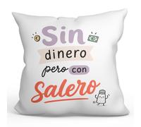 MUGFFINS cojín con Relleno Gracioso para Mejores Amigas Amistad v1 | 40 x 40 cm; «Sin dinero pero con salero» en Español