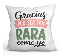 MUGFFINS cojín con Relleno Gracioso para Mejores Amigas Amistad v3 | 40 x 40 cm; «Gracias por ser tan rara como yo» en Español