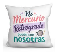 MUGFFINS cojín con Relleno Gracioso para Mejores Amigas Amistad v3 | 40 x 40 cm; «Ni Mercurio Retrógrado puede con nosotras» en Español