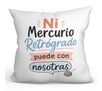 MUGFFINS cojín con Relleno Gracioso para Mejores Amigas Amistad v5 | 40 x 40 cm; «Ni Mercurio Retrógrado puede con nosotras» en Español