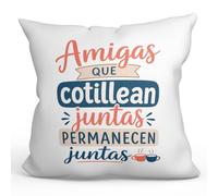 MUGFFINS cojín con Relleno Gracioso para Mejores Amigas Amistad v6 | 40 x 40 cm; «Amigas que cotillean juntas permanecen juntas» en Español