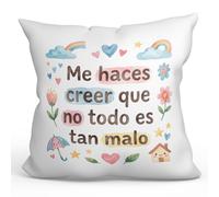 MUGFFINS Cojín con Relleno | Me Haces Creer Que no Todo es Tan Malo en Español | 40x40cm poliéster Amor Amistad Regalo Original Novio Novia Mujer Marido | Enamorados v2