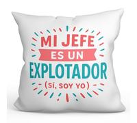 MUGFFINS cojín con Relleno para autónomo | Mi Jefe es un explotador (sí, Soy yo) en Español | Regalo Divertido autónomo Hombre Oficina 40x40cm poliéster | Autónomos v2