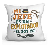 MUGFFINS cojín con Relleno para autónomo | Mi Jefe es un explotador (sí, Soy yo) en Español | Regalo Divertido Empresario Freelancer Hombre Oficina 40x40cm poliéster | Autónomos v1