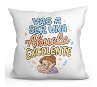 MUGFFINS Cojín con Relleno Regalo Abuela | con Frase Vas a ser una Abuela excelente en Español | 40x40cm poliéster | cumpleaños, Navidad, Detalle Original | Abuelitos-3 v8