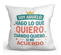 MUGFFINS Cojín con Relleno | Regalo Abuelo Divertido | cojín Abuelo 40x40cm | cumpleaños, Navidad | Soy Abuelo: Hago lo Que Quiero, Cuando Quiero… si me Acuerdo en Español | Abuelitos v2