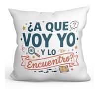MUGFFINS Cojín con Relleno Regalo Madre Divertido | Cojín mamá Gracioso con Frase ¿A Que voy yo y lo Encuentro? en Español 40x40cm poliéster | progenitores v5