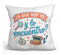 MUGFFINS Cojín con Relleno Regalo Madre Divertido | Cojín mamá Gracioso con Frase ¿A Que voy yo y lo Encuentro? en Español 40x40cm poliéster | progenitores v6