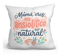 MUGFFINS Cojín con Relleno Regalo Madre Divertido | Cojín mamá Gracioso con Frase Mamá Eres mi ansiolítico Natural en Español 40x40cm poliéster | progenitores v3