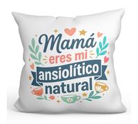 MUGFFINS Cojín con Relleno Regalo Madre Divertido | Cojín mamá Gracioso con Frase Mamá Eres mi ansiolítico Natural en Español 40x40cm poliéster | progenitores v2