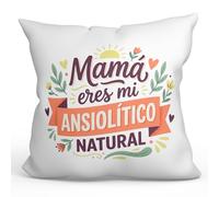 MUGFFINS Cojín con Relleno Regalo Madre Divertido | Cojín mamá Gracioso con Frase Mamá Eres mi ansiolítico Natural en Español 40x40cm poliéster | progenitores v5