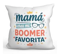 MUGFFINS Cojín con Relleno Regalo Madre Divertido | Cojín mamá Gracioso con Frase Mamá Eres mi Boomer Favorita en Español 40x40cm poliéster | progenitores v5