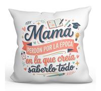 MUGFFINS Cojín con Relleno Regalo Madre Divertido | Cojín mamá Gracioso con Frase Mamá perdón por la época en la Que creía saberlo Todo en Español 40x40cm poliéster | progenitores v1