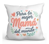 MUGFFINS Cojín con Relleno Regalo Madre | para la Mejor mamá del Mundo en Español | 40x40cm poliéster Suave | Idea Original para Regalar | progenitores v4