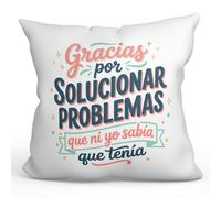 MUGFFINS Cojín con Relleno Regalo Madre y Padre | 40x40cm poliéster | Solucionar Problemas Que ni yo sabía Que tenía en Español | Regalo cumpleaños Madre y Padre | Navidad | progenitores v1