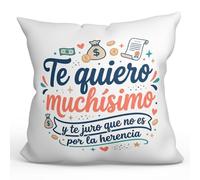MUGFFINS Cojín con Relleno Regalo Madre y Padre Divertido | 40x40cm | con Frase Graciosa Te juro Que no es por la Herencia en Español | Regalo cumpleaños Madre y Padre | Navidad | progenitores v2