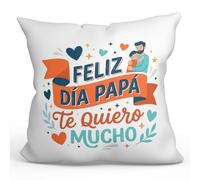 MUGFFINS Cojín con Relleno Regalo Padre | Feliz día papá Te Quiero Mucho en Español | 40x40cm poliéster Papá | progenitores v2