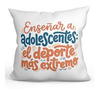 MUGFFINS Cojín con Relleno Regalo Profesora Divertida | Enseñar a Adolescentes: el Deporte más Extremo en Español | 40x40cm poliéster | Detalle Original docente | Profesorado v2