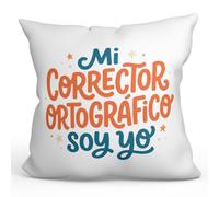 MUGFFINS Cojín con Relleno Regalo Profesora Divertida | Mi Corrector ortográfico Soy yo en Español | 40x40cm poliéster | Detalle Original docente | Profesorado v5