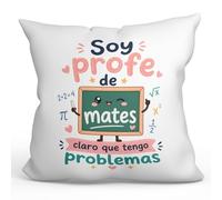 MUGFFINS Cojín con Relleno | Regalo Profesora matemáticas, Regalo Profesor matemáticas | cojín profe Soy profe de Mates Claro Que Tengo Problemas en Español | 40x40cm | poliéster | Infantil v12