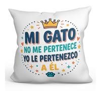 MUGFFINS cojín Gato con Relleno | Regalo Original con Frase Mi Gato no me Pertenece yo le pertenezco a él en Español | Cojines Divertidos para Regalar | Humor Gatitos y Perritos v2