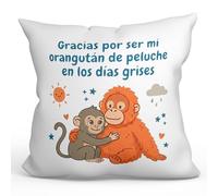 MUGFFINS Cojín Mono Punch con Relleno | Gracias por ser mi orangután de Peluche en los días Grises en Español | Regalo Original Amiga, Amigo, Pareja, cumpleaños, Aniversario | Punch v3