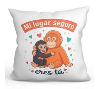 MUGFFINS Cojín Mono Punch con Relleno | Mi Lugar Seguro Eres tú en Español | Regalo Original Amiga, Amigo, Pareja, cumpleaños, Aniversario | Punch v4