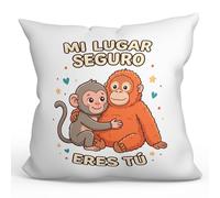 MUGFFINS Cojín Mono Punch con Relleno | Mi Lugar Seguro Eres tú en Español | Regalo Original Amiga, Amigo, Pareja, cumpleaños, Aniversario | Punch v2