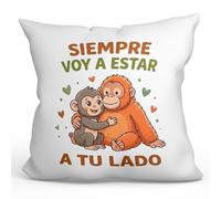 MUGFFINS Cojín Mono Punch con Relleno | Siempre voy a Estar a tu Lado en Español | Regalo Original Amiga, Amigo, Pareja, cumpleaños, Aniversario | Punch v1