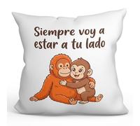 MUGFFINS Cojín Mono Punch con Relleno | Siempre voy a Estar a tu Lado en Español | Regalo Original Amiga, Amigo, Pareja, cumpleaños, Aniversario | Punch v3