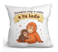 MUGFFINS Cojín Mono Punch con Relleno | Siempre voy a Estar a tu Lado en Español | Regalo Original Amiga, Amigo, Pareja, cumpleaños, Aniversario | Punch v2