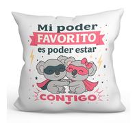 MUGFFINS cojín Novia Novio con Relleno | Mi Poder Favorito es Poder Estar contigo en Español | Regalo Aniversario, cumpleaños, romántico, San Valentín, Pareja | 40x40cm | Pareja-2 v3