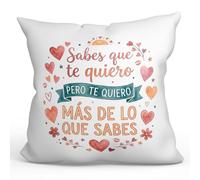 MUGFFINS cojín Novia Novio con Relleno | Sabes Que te Quiero Pero te Quiero más de lo Que Sabes en Español | Regalo Aniversario, cumpleaños, romántico, San Valentín, Pareja | 40x40cm | Enamorados v2