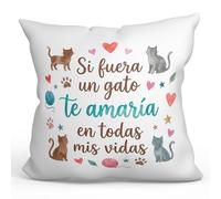 MUGFFINS cojín Novia Novio con Relleno | Si Fuera un Gato te amaría en Todas mis Vidas en Español | Regalo Aniversario, cumpleaños, romántico, San Valentín, Pareja | 40x40cm | Enamorados v1