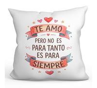 MUGFFINS cojín Novia Novio con Relleno | Te Amo Pero no es para Tanto es para Siempre en Español | Regalo Aniversario, cumpleaños, romántico, San Valentín, Pareja | 40x40cm | Enamorados v1