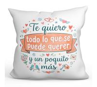 MUGFFINS cojín Novia Novio con Relleno | Te Quiero Todo lo Que se Puede querer y un poquito más en Español | Regalo Aniversario, cumpleaños, romántico, San Valentín, Pareja | 40x40cm | Enamorados v1