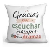 MUGFFINS cojín para Amigas y Amigos Amistad v1 | 40 x 40 cm; «Gracias por escuchar siempre mis dramas» en Español